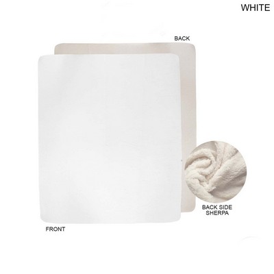Sherpa Faux Wool Lined Micro Mink White Couch sized Throw Blanket, 50x60, Blank Only